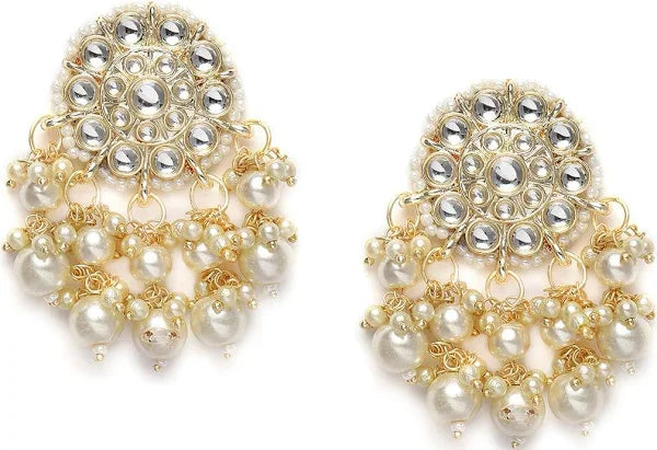 Zaveri Pearls Gold Tone Kundan & Pearls Wedding Collection Dangle Earrings
