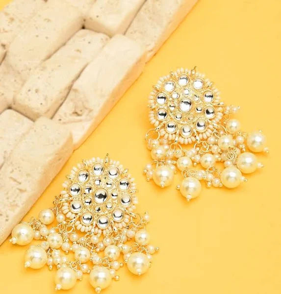 Zaveri Pearls Gold Tone Kundan & Pearls Wedding Collection Dangle Earrings
